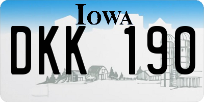 IA license plate DKK190