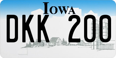 IA license plate DKK200