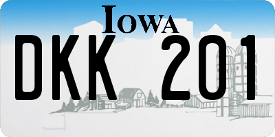 IA license plate DKK201