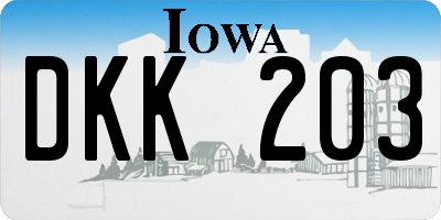 IA license plate DKK203
