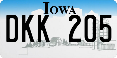 IA license plate DKK205
