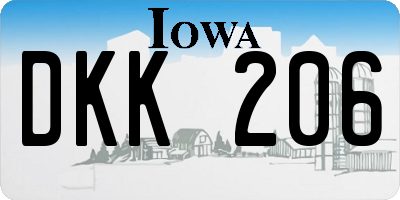 IA license plate DKK206