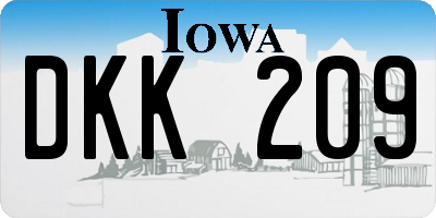 IA license plate DKK209