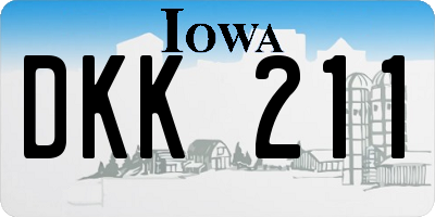 IA license plate DKK211