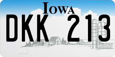 IA license plate DKK213