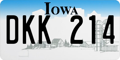 IA license plate DKK214