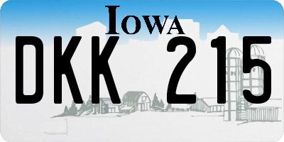 IA license plate DKK215
