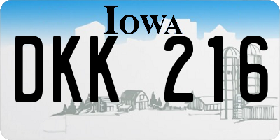IA license plate DKK216