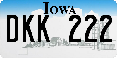 IA license plate DKK222