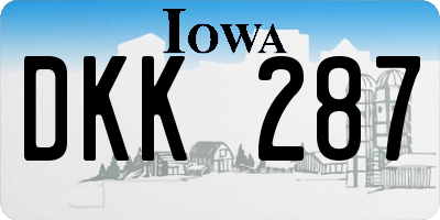 IA license plate DKK287