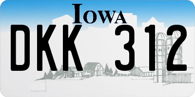 IA license plate DKK312