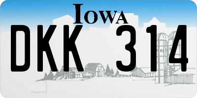 IA license plate DKK314