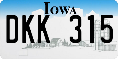 IA license plate DKK315