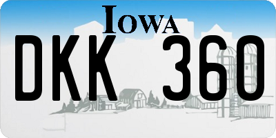 IA license plate DKK360