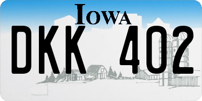 IA license plate DKK402