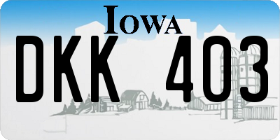 IA license plate DKK403