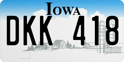 IA license plate DKK418
