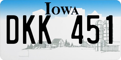 IA license plate DKK451