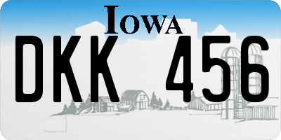 IA license plate DKK456
