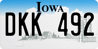 IA license plate DKK492
