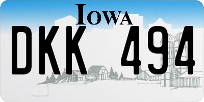 IA license plate DKK494