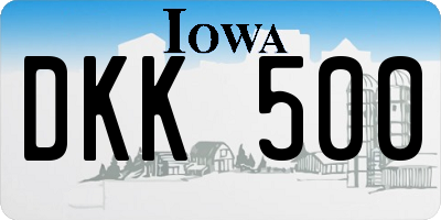 IA license plate DKK500