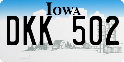 IA license plate DKK502