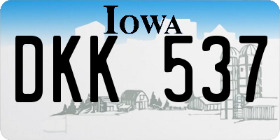 IA license plate DKK537