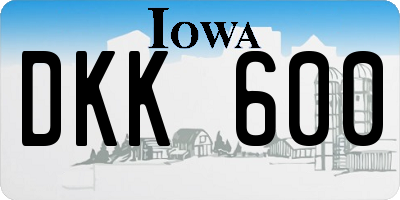 IA license plate DKK600