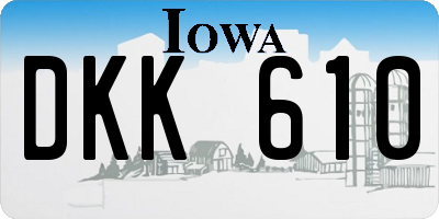 IA license plate DKK610