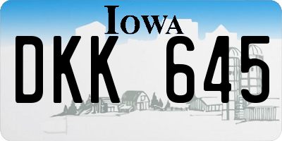 IA license plate DKK645