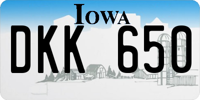 IA license plate DKK650