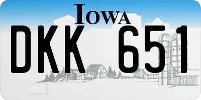 IA license plate DKK651