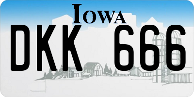 IA license plate DKK666