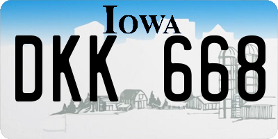 IA license plate DKK668