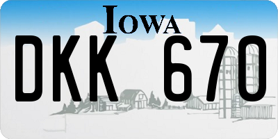 IA license plate DKK670