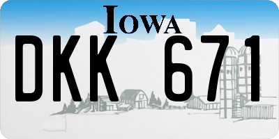 IA license plate DKK671