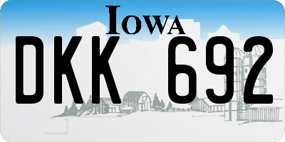 IA license plate DKK692