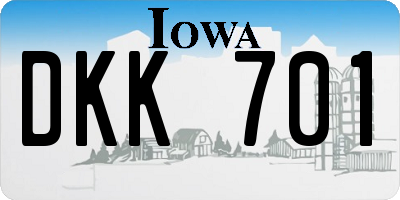 IA license plate DKK701