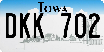 IA license plate DKK702