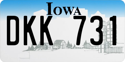 IA license plate DKK731