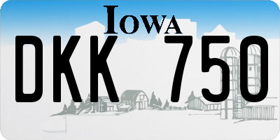 IA license plate DKK750