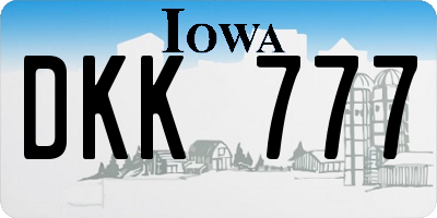 IA license plate DKK777