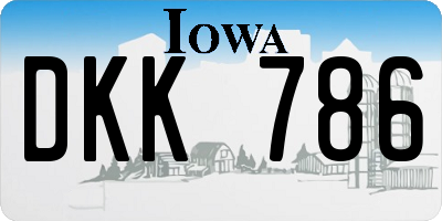IA license plate DKK786