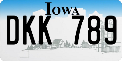 IA license plate DKK789
