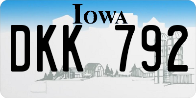 IA license plate DKK792