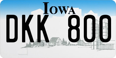 IA license plate DKK800