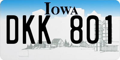 IA license plate DKK801