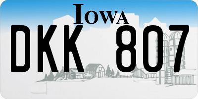 IA license plate DKK807