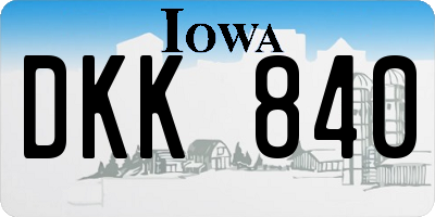 IA license plate DKK840
